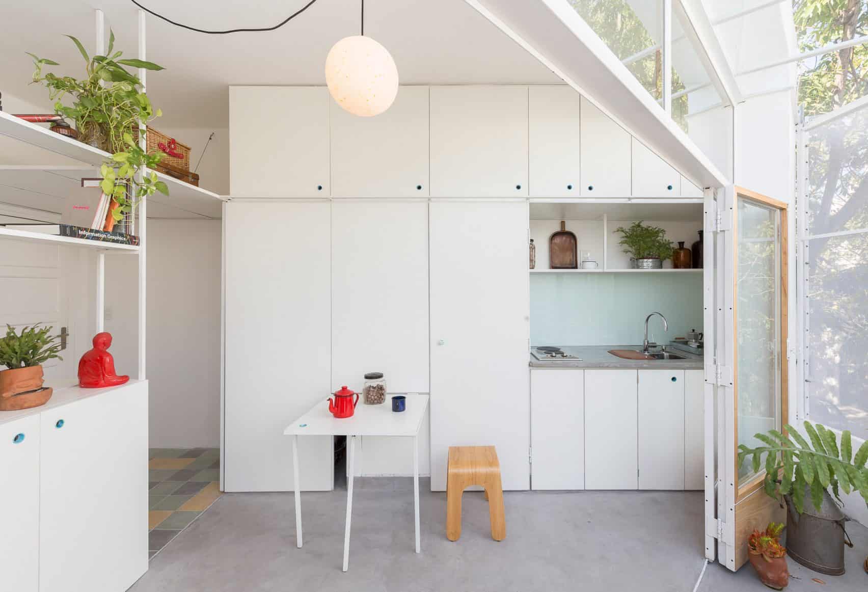 white colored birch ply cupboard for kitchen