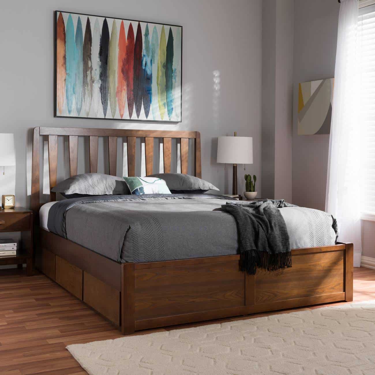 modern yet classic dark brown finished bed design