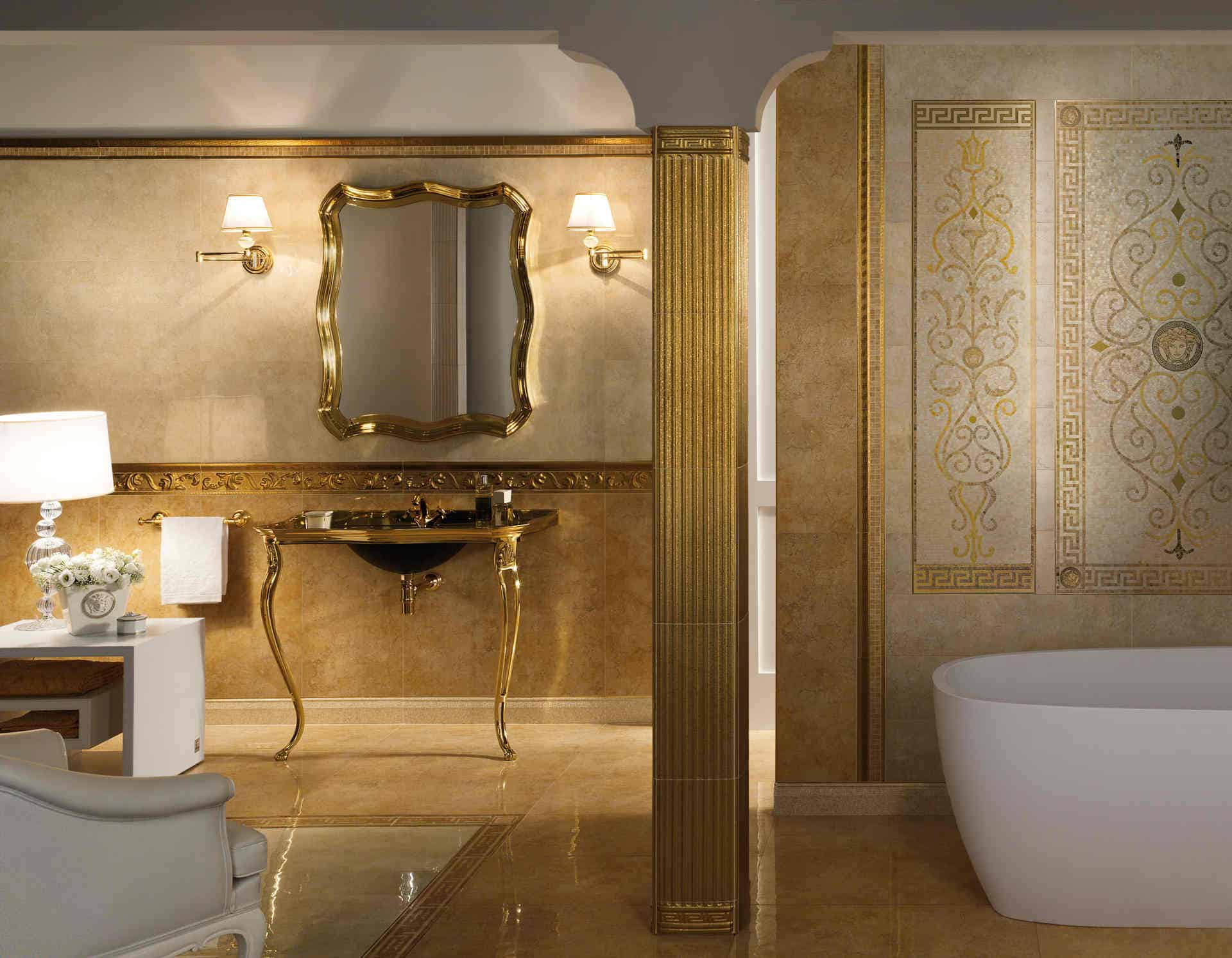 versace exclusive vitrified golden tile designs