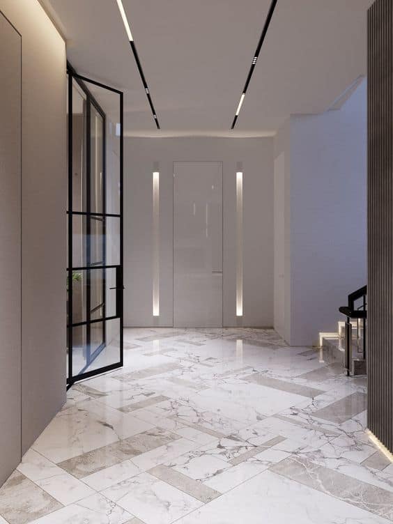 white and grey marble for hallway 