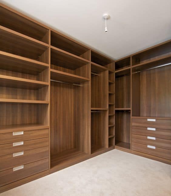 brown empty wooden closet 
