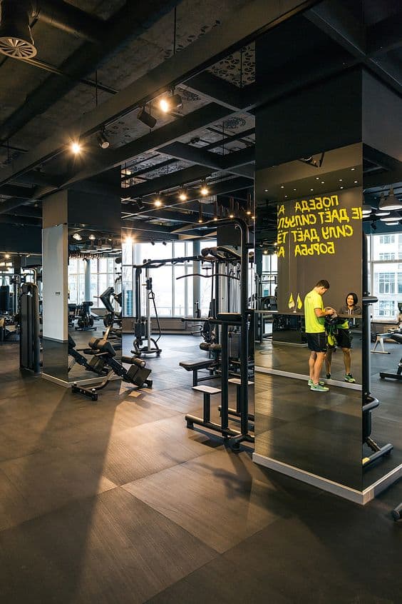 rubber mat tile for a spacious gym with heavy exercise machines