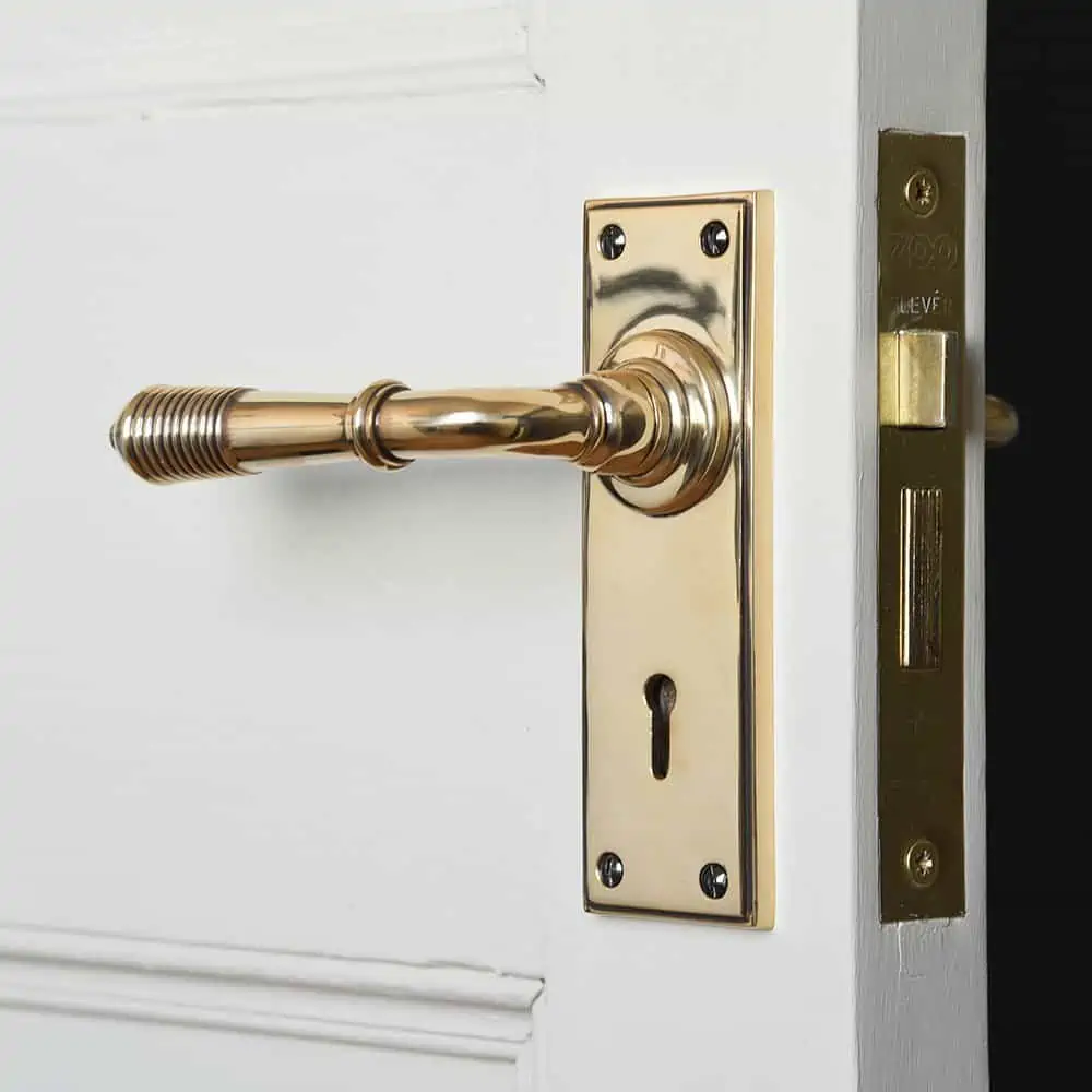 brass lever handle with keyhole