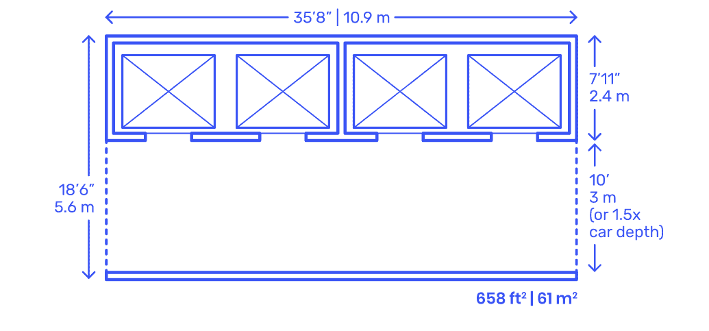 4 car lift layout and dimensions