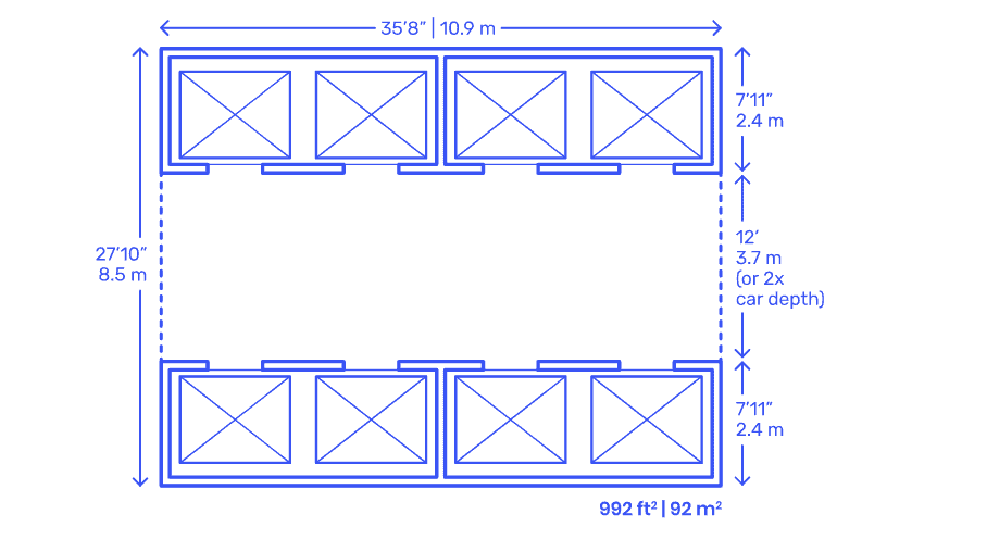 8 car lift layout and dimensions