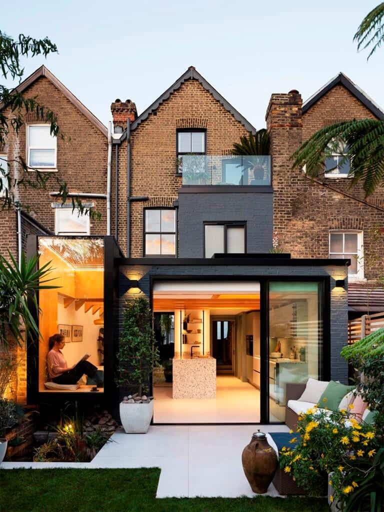 home design front, home design exterior with brick cladding