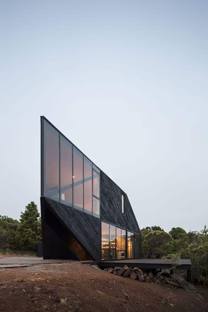modern house designs, house design with black exterior, two-blocked house
