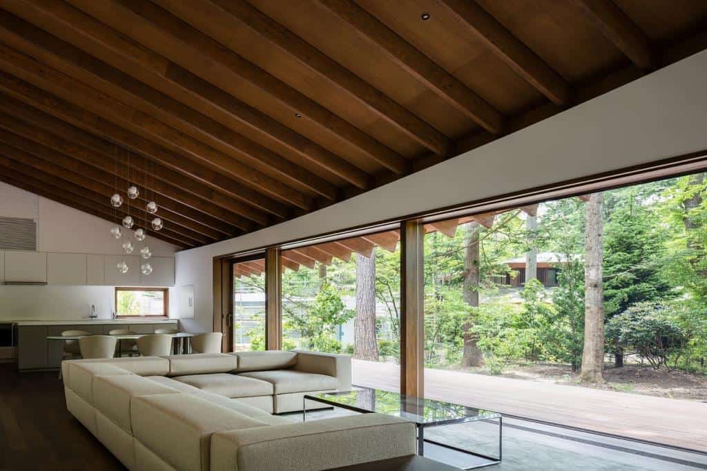 home design interior with wooden ceiling design