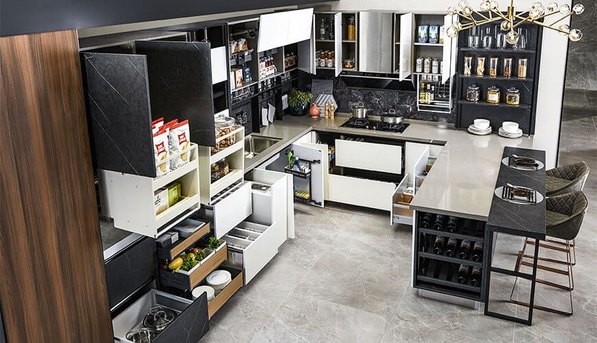 storage space for cooking area