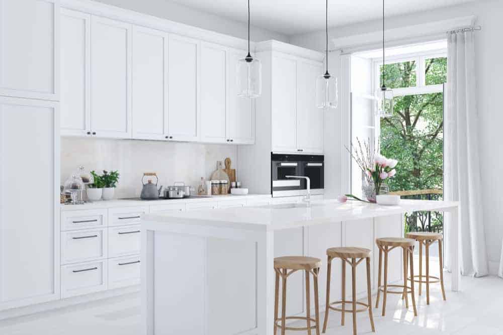 plain white minimalist interior kitchen design