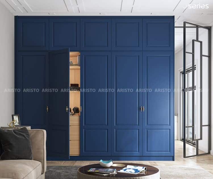 Aristo openable wardrobe for bedroom in blue colour