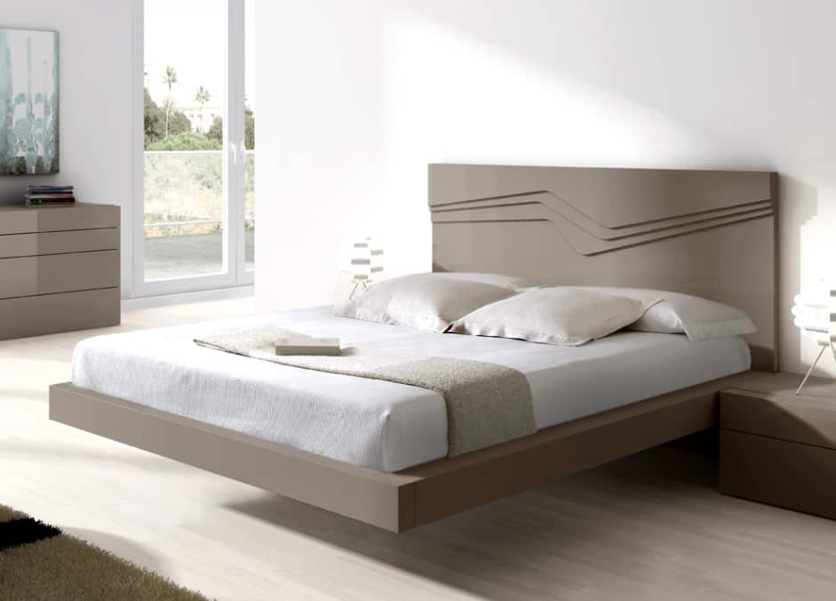 A conventional wooden platform bed