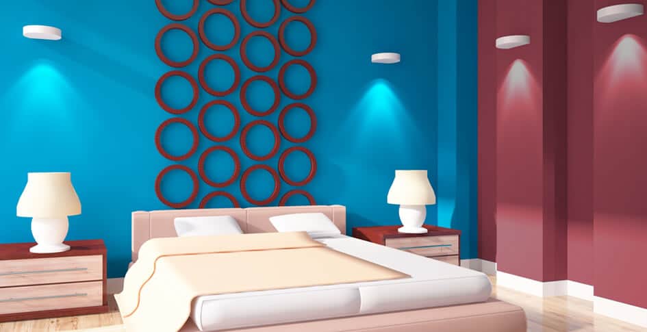  blue and red color combination, wall paint ideas