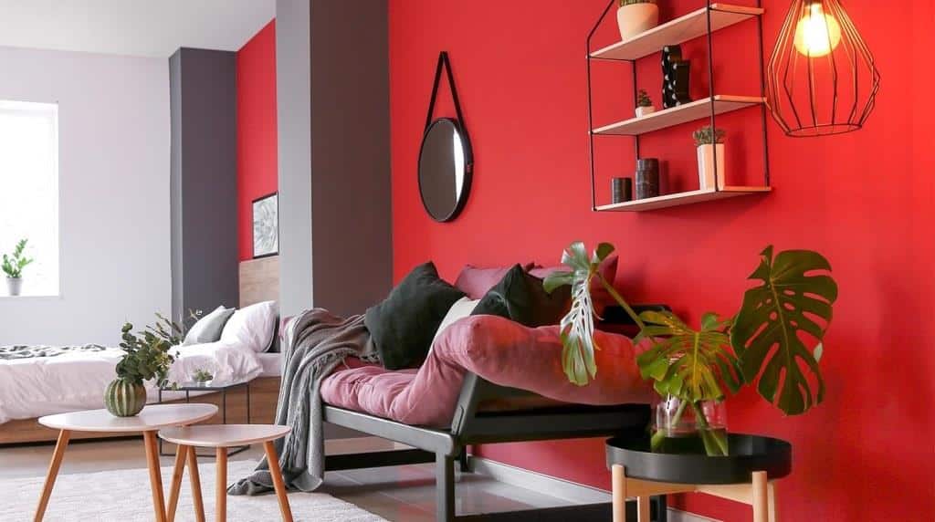  bright red wall paint colour for living room