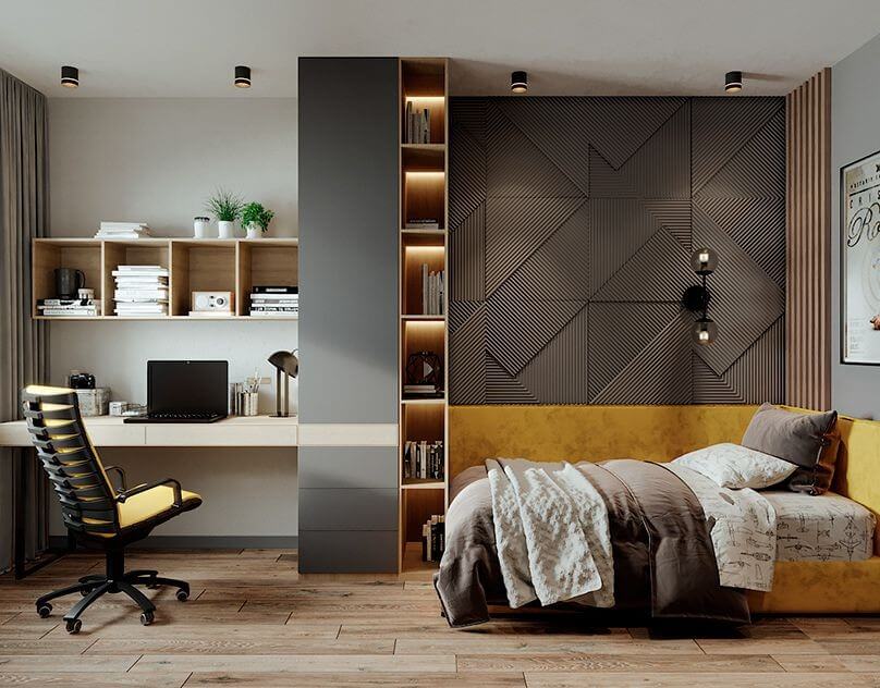  Study table in bedroom to provide a committed ،e for your working time; bedroom wall tiles