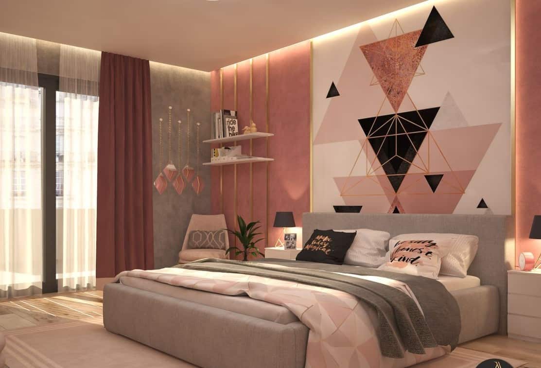 geometric wallpaper with gold highlights