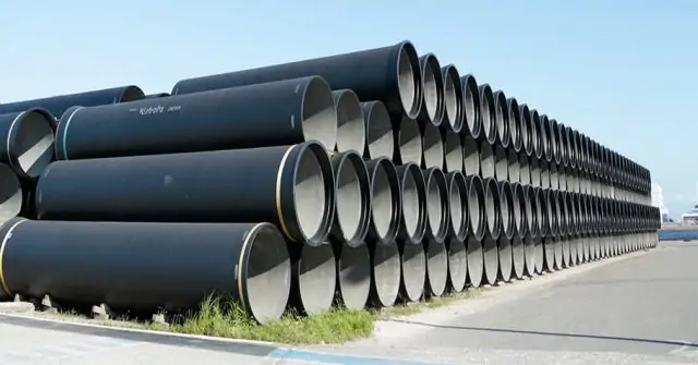  stack of cast iron pipes for pipeline