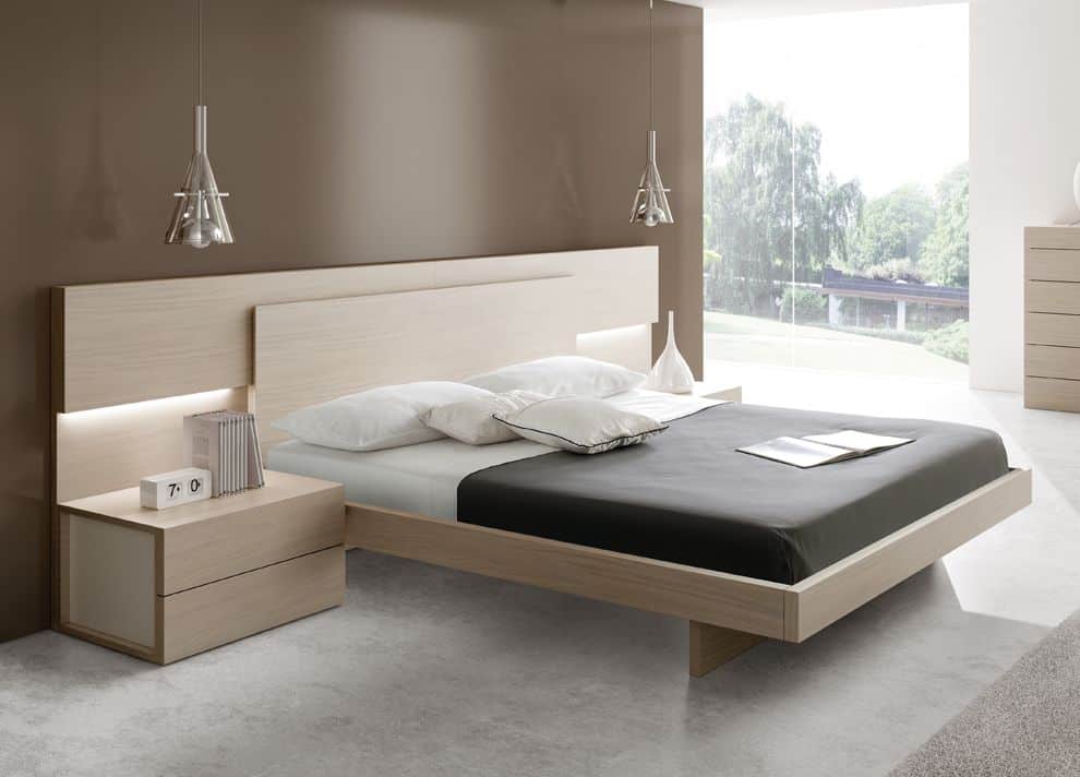 Wooden wall mounted bedside shelves