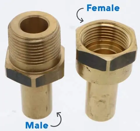  male and female adaptors for pipes