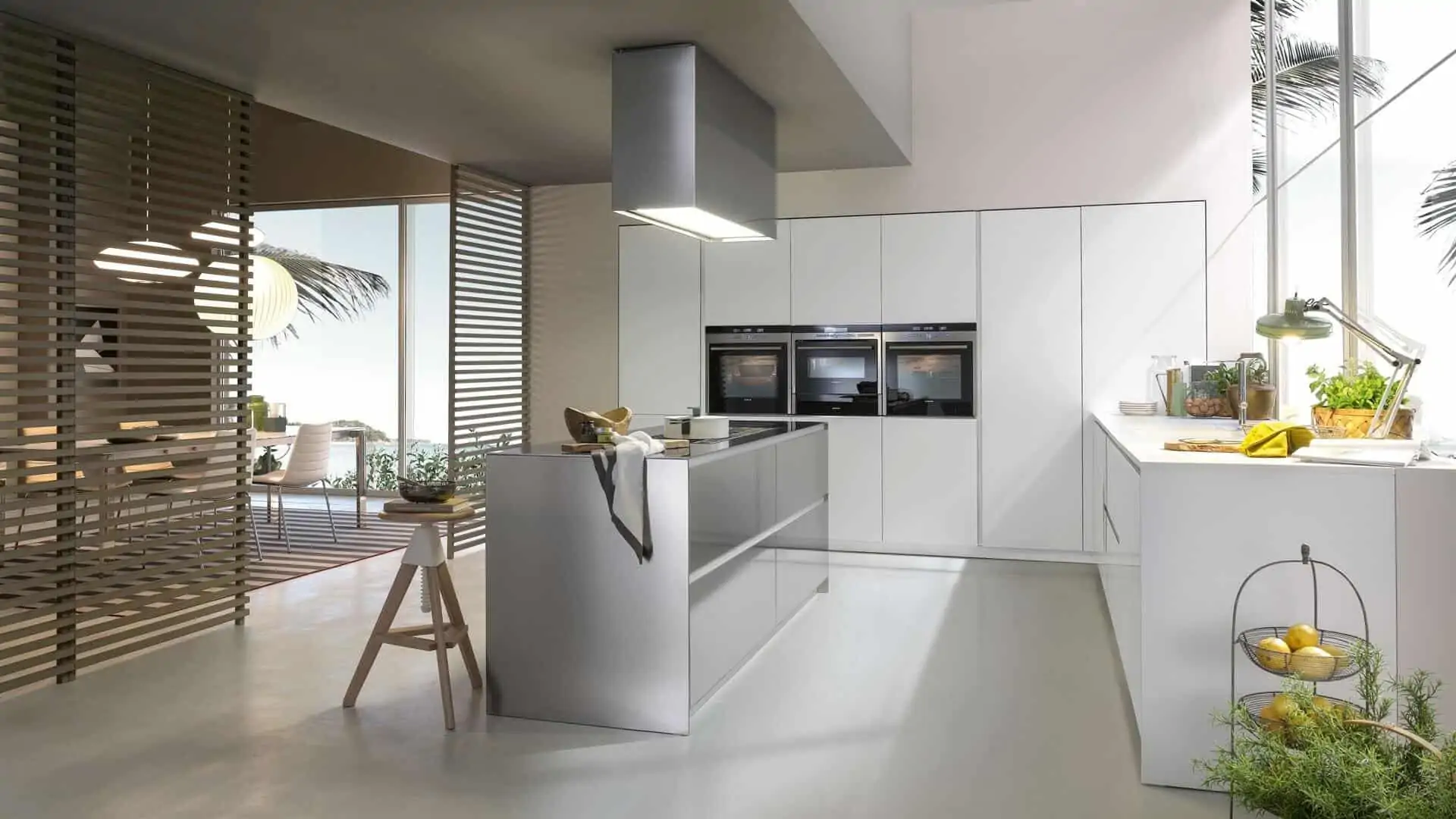 stainless steel cooking area
