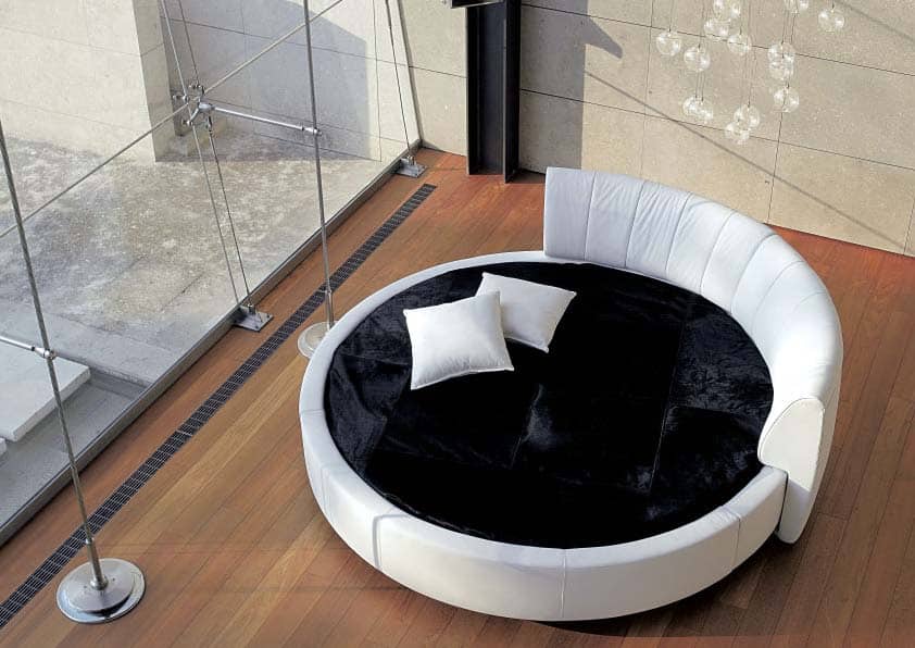  white round double bed; luna bed by Reflex Angelo