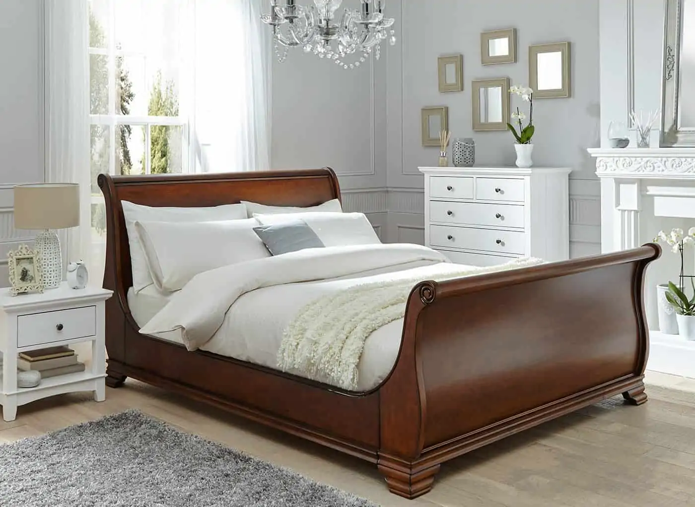  sleigh wood bed