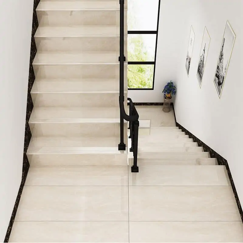 beige porcelain stair tiles