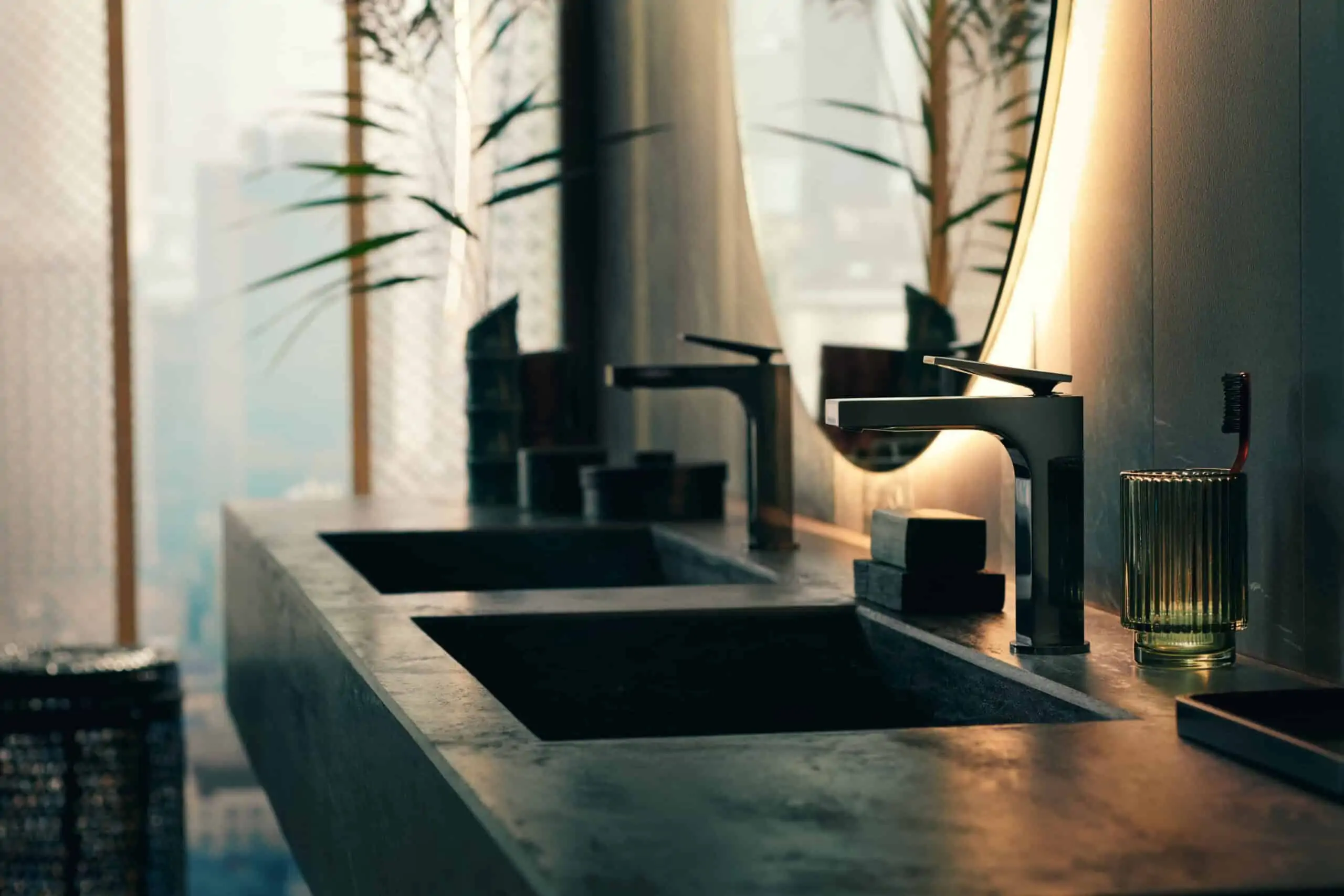 black faucet from the AXOR Citterio bathroom collection