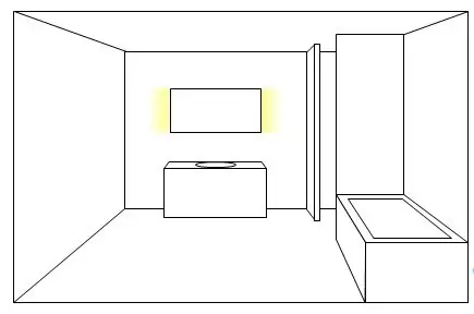 Mirror lighting with the light source set just behind a mirror which doubles as a cabinet