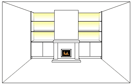 Feature lighting using LED strips to create a downward glow