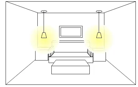 Task lighting with reading lights suspended from ceiling