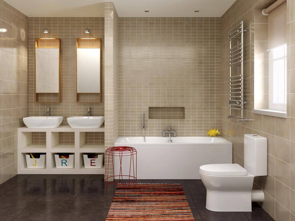 small bathroom with a beautiful floor and ceiling design