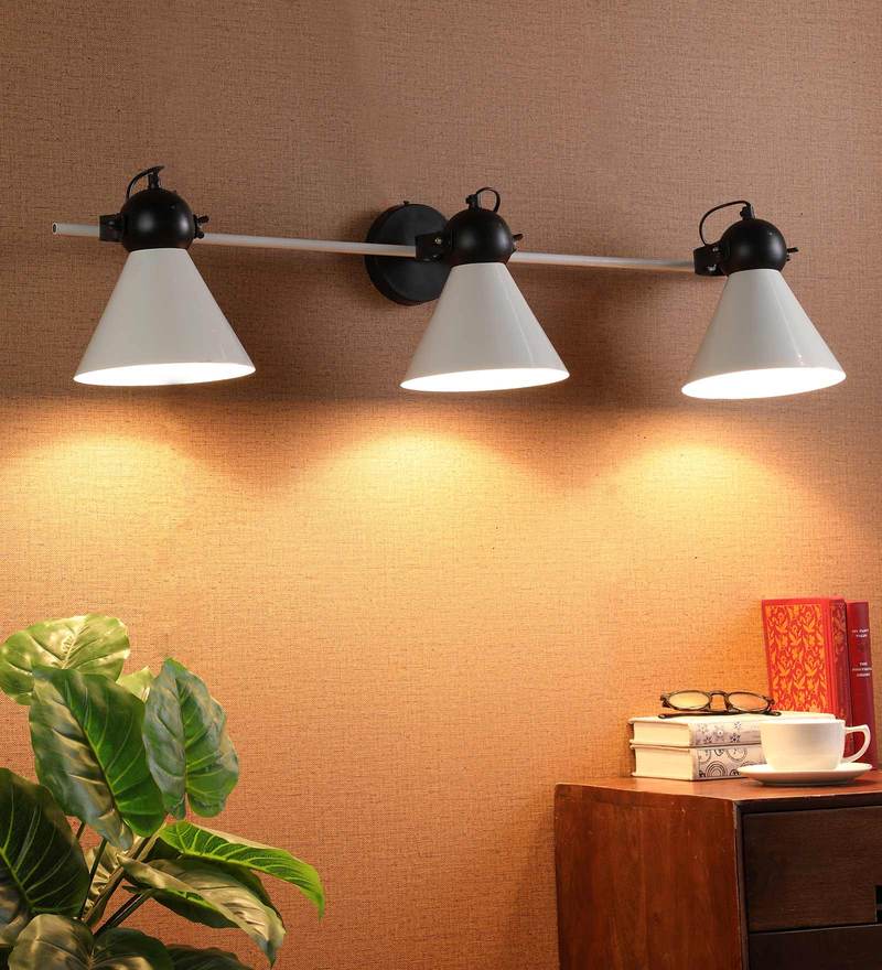 black and white metal wall task lights