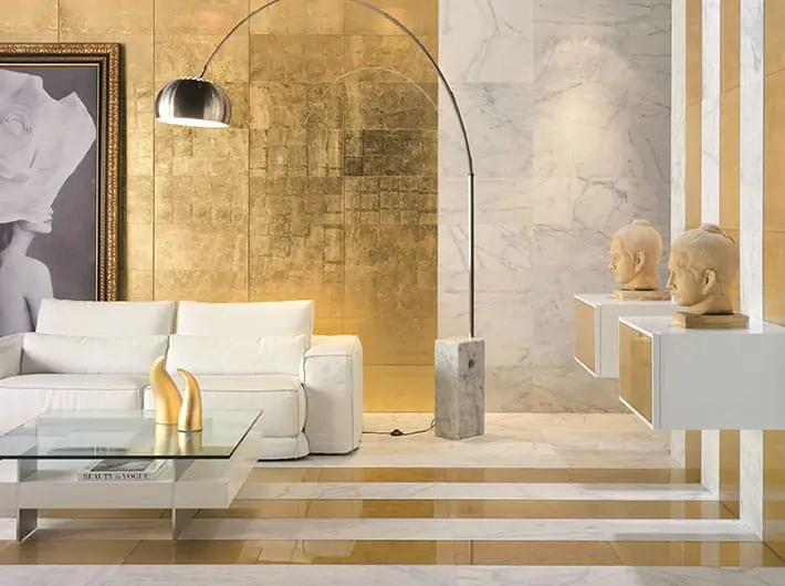 golden metallic wall tiles