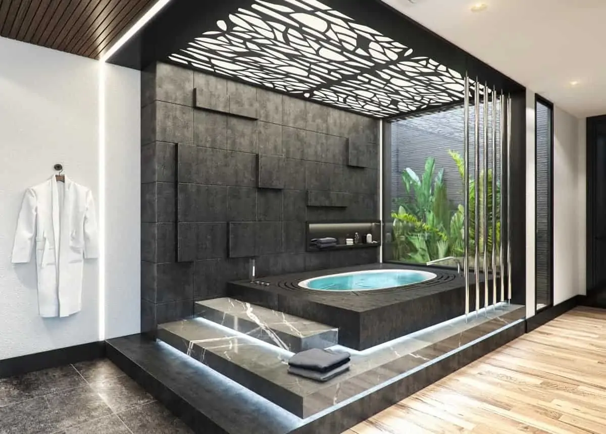 fancy bathroom ceiling design for the spa tub