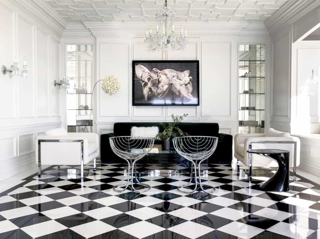 black and white flooring tile design