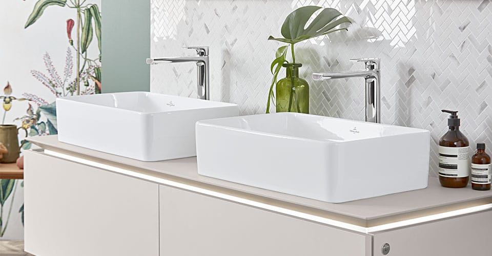 villeroy & boch liberty collection basin mixers with white washbasin