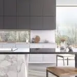 rehau rauvisio crystal laminates for modular kitchen in matt black colour