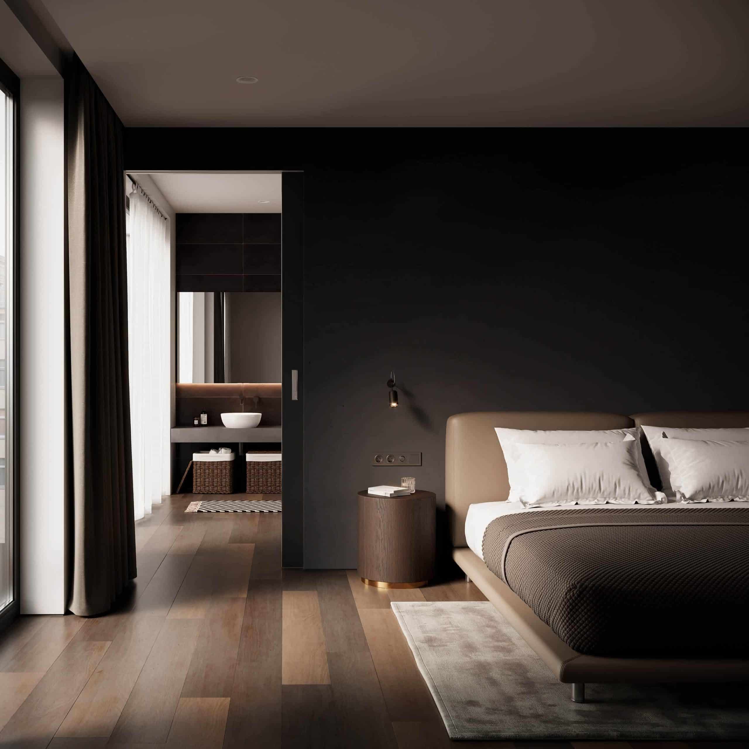 wooden tiles flooring design for bedroom