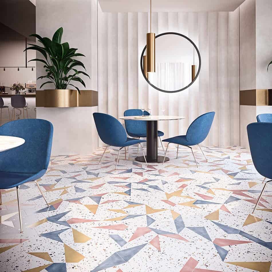 Colourful mosaic flooring tiles design