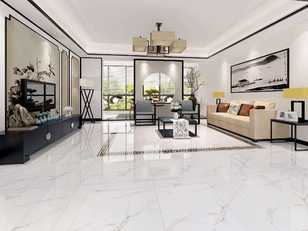 white marble flooring tiles design