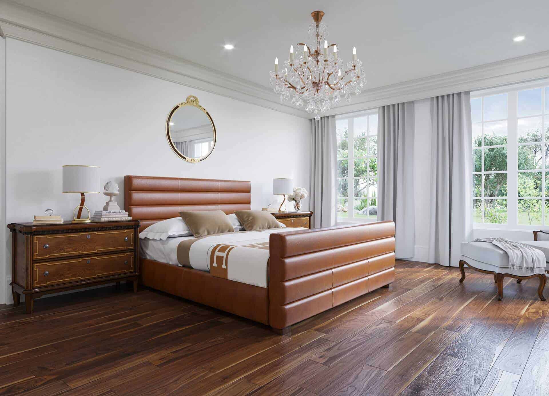 wooden flooring tiles design for bedroom
