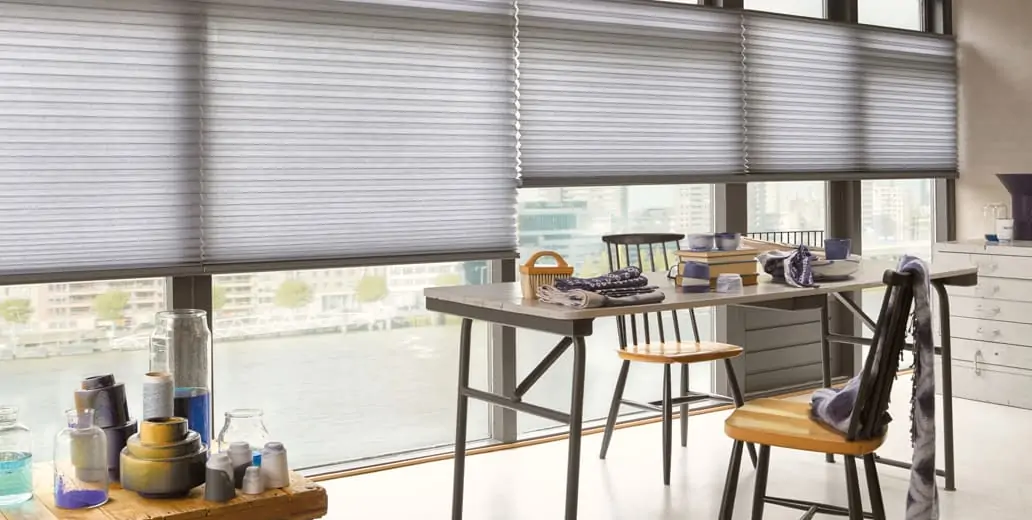 honeycomb blinds or shades from Hunter Douglas, vertical blinds for windows