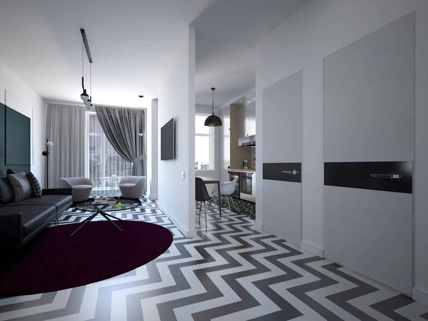classic black and white pattern on the floor