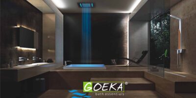 goeka bath essentials - bathroom fittings and accessories brand, luxury bathroom with ceiling rain shower