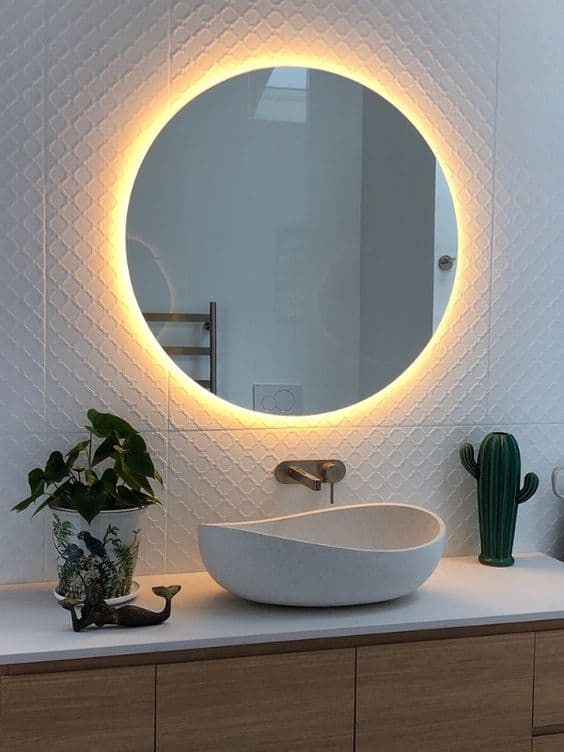 bathroom mirror with encircling illumination