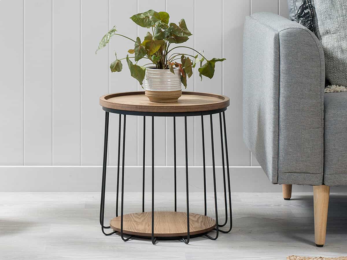 wooden and glass living room end table for living room design and decor