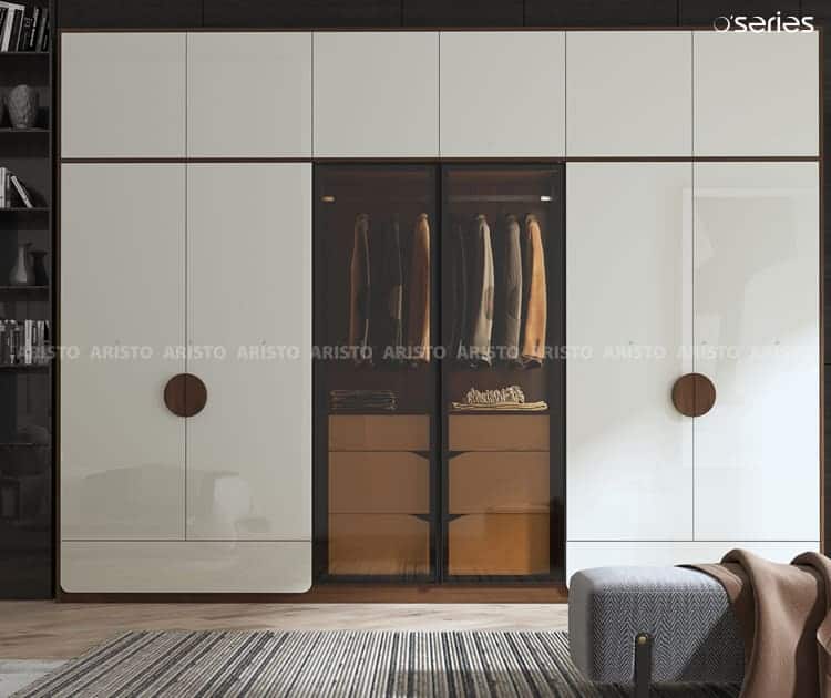 White mirror wardrobe for room wall