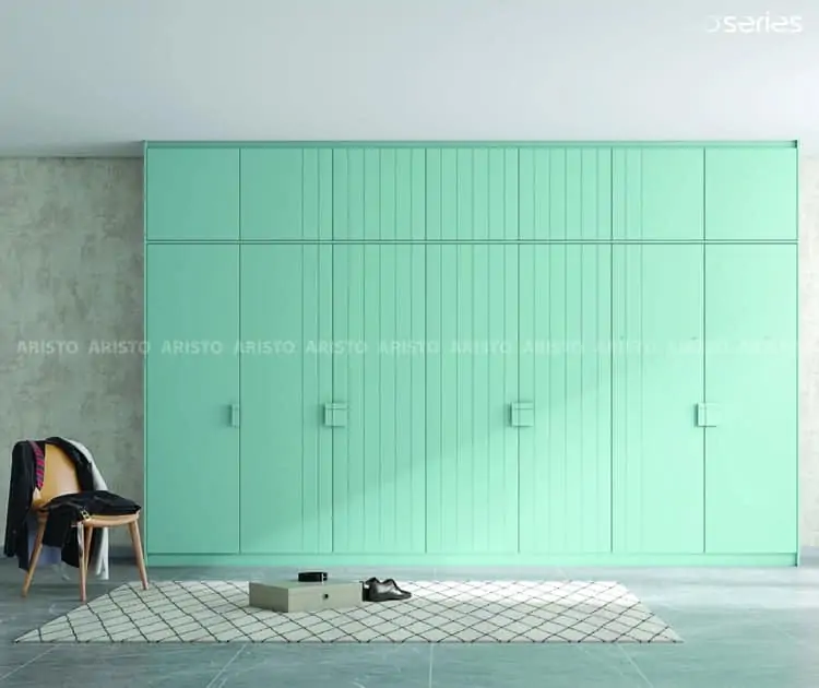Floor-to-ceiling green Aristo wardrobe
