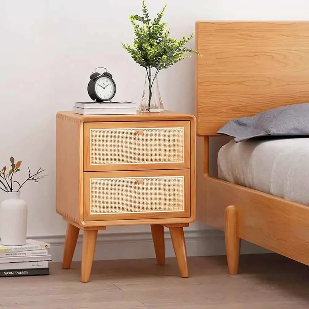 wooden bedside table design for bedroom decor